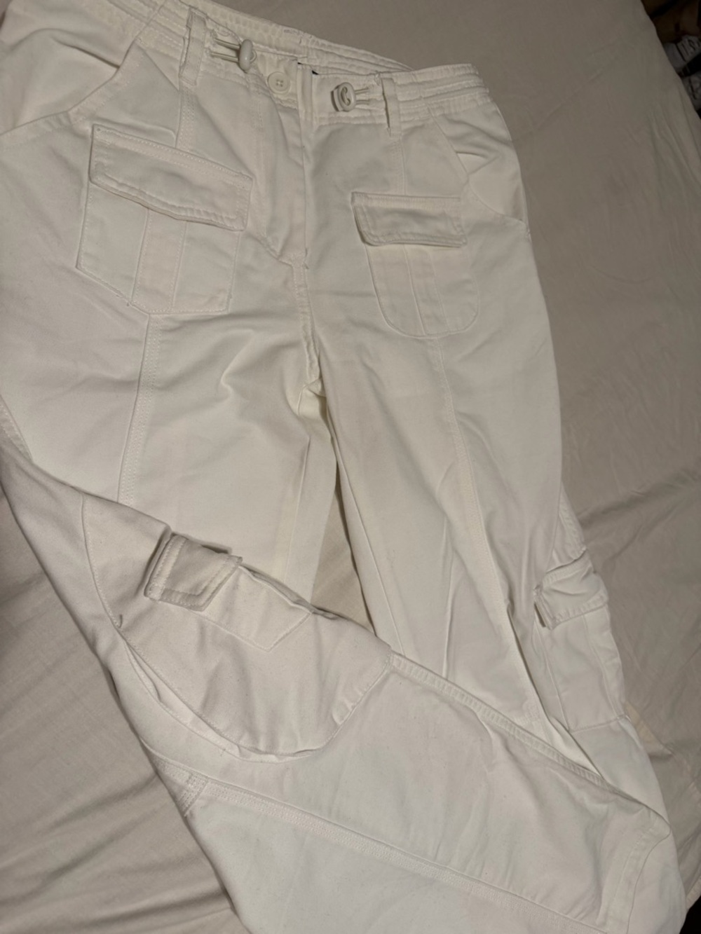 Brandy Melville White Drawstring Cargo Pants